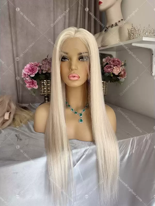 26" 13X4 HD LACE White blonde virgin hair lace front wig 200% Density