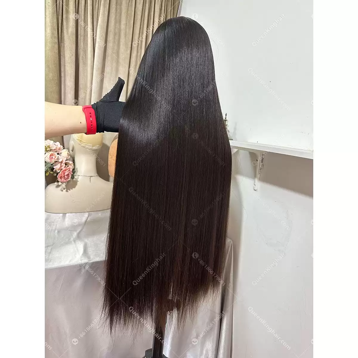 30 inches 13x6 Hd lace with 4x4 silk base double drawn virgin hair natural color