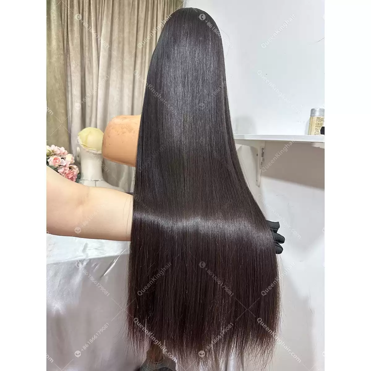 30 inches 13x6 Hd lace with 4x4 silk base double drawn virgin hair natural color