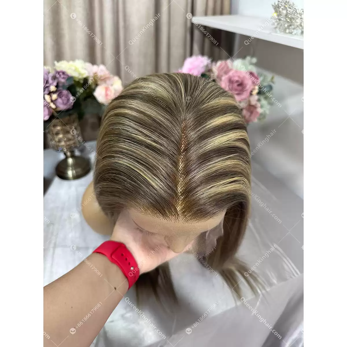 Khloe 13x6 transparent lace ashy brown roots with brown and blonde balayage 150% density