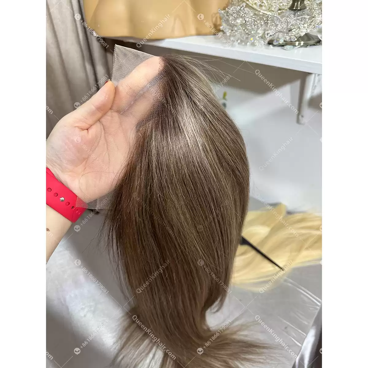 Luna Dark roots with brown and blonde balayage 13x6 transparent lace 150% density