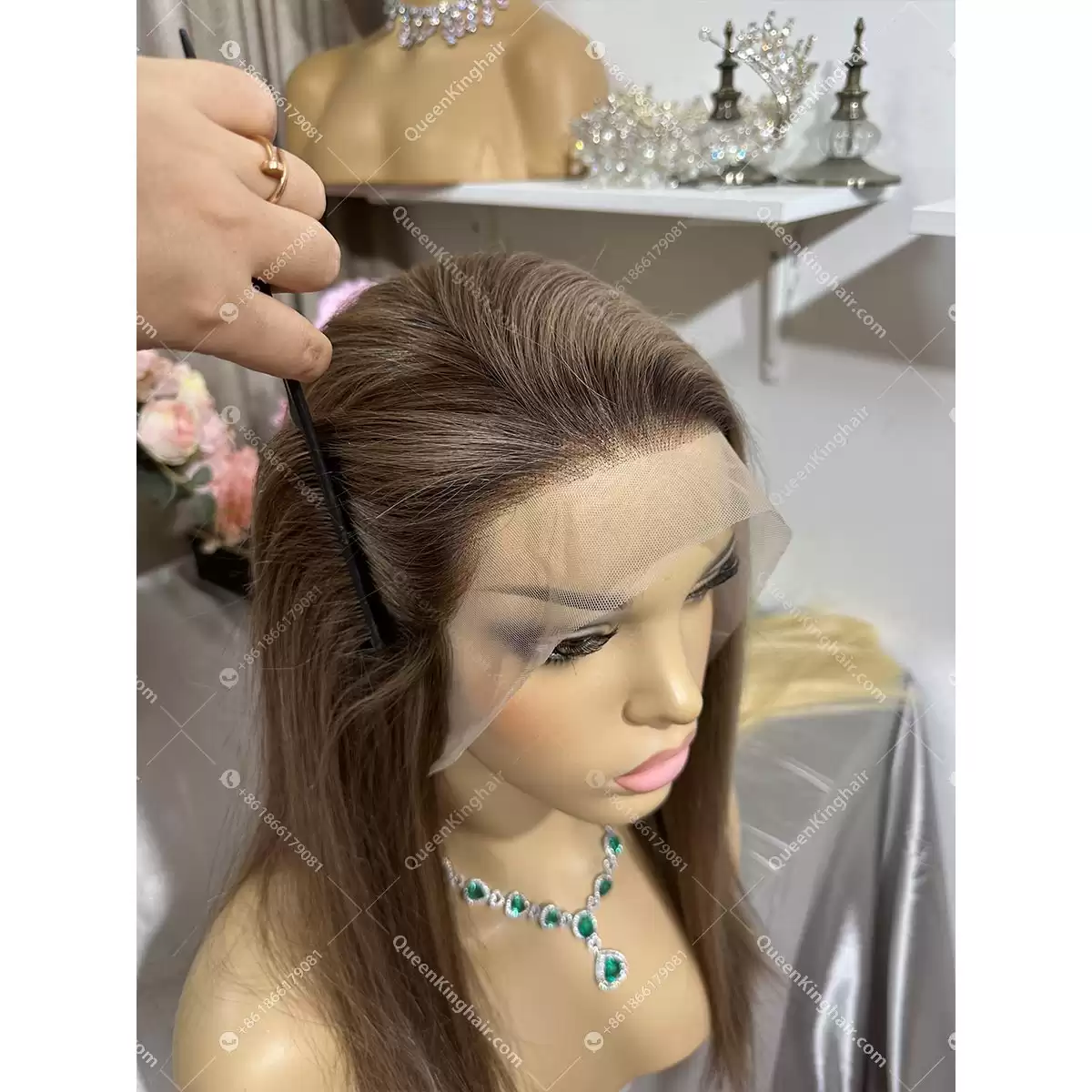 Luna Dark roots with brown and blonde balayage 13x6 transparent lace 150% density