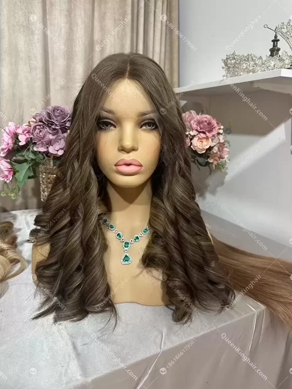 1698649009-06 Brunette Color 13x5 22 inches Hd lace double drawn virgin hair