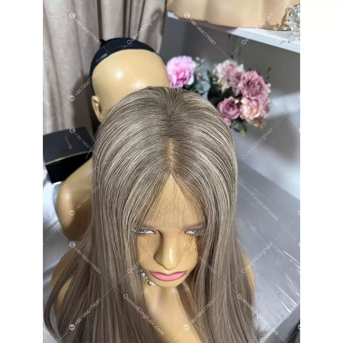 22 inches 13x5 Hd lace double drawn European virgin hair ashy balayage color wig