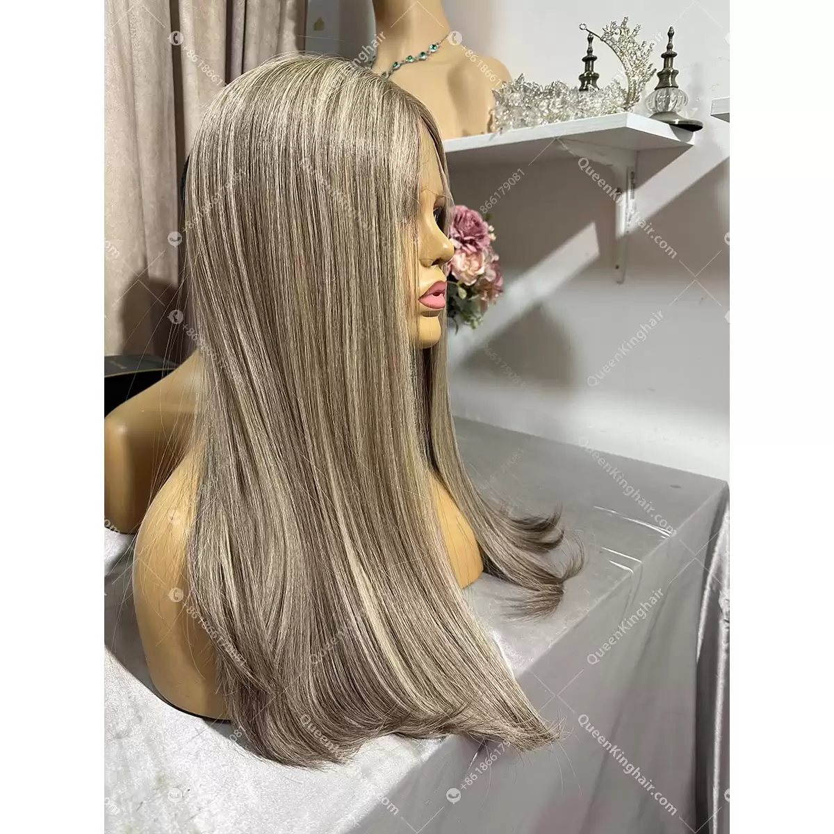 22 inches 13x5 Hd lace double drawn European virgin hair ashy balayage color wig