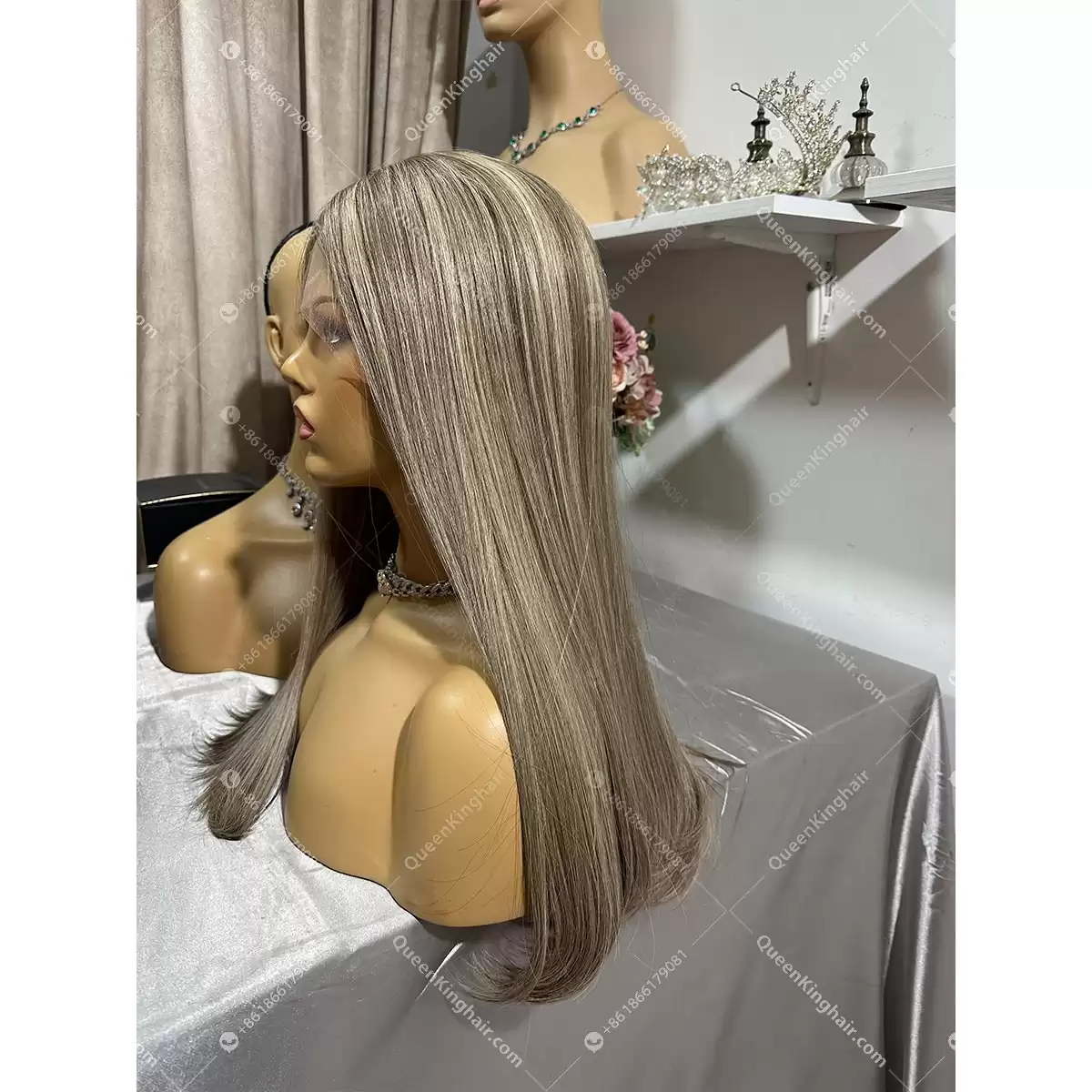 22 inches 13x5 Hd lace double drawn European virgin hair ashy balayage color wig