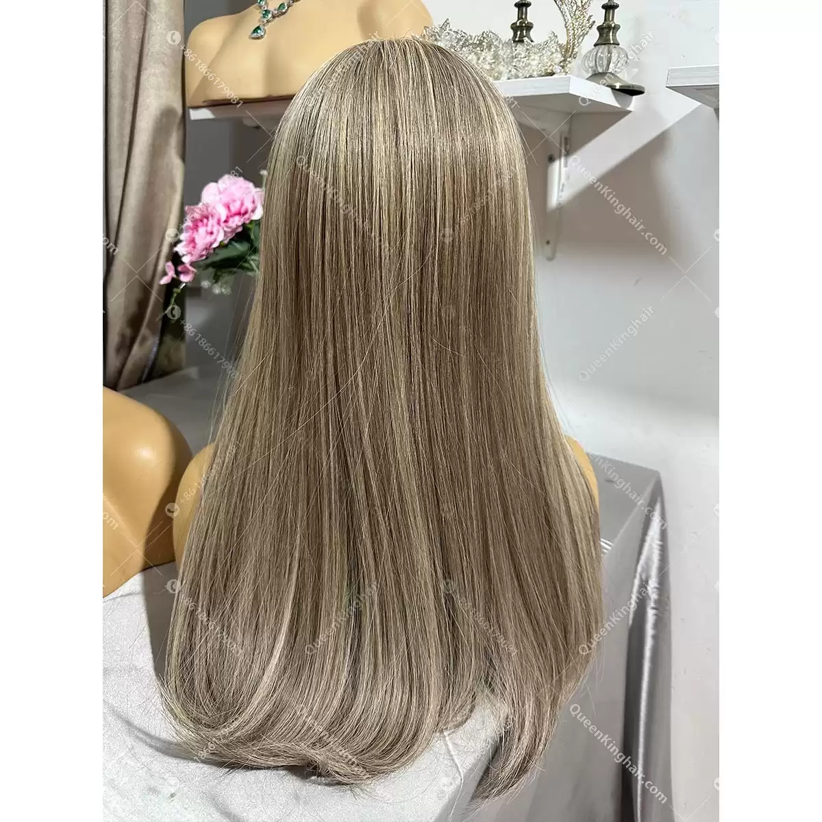 22 inches 13x5 Hd lace double drawn European virgin hair ashy balayage color wig