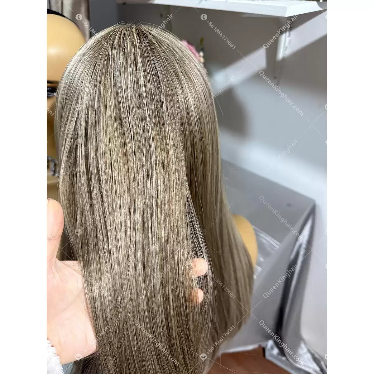 22 inches 13x5 Hd lace double drawn European virgin hair ashy balayage color wig