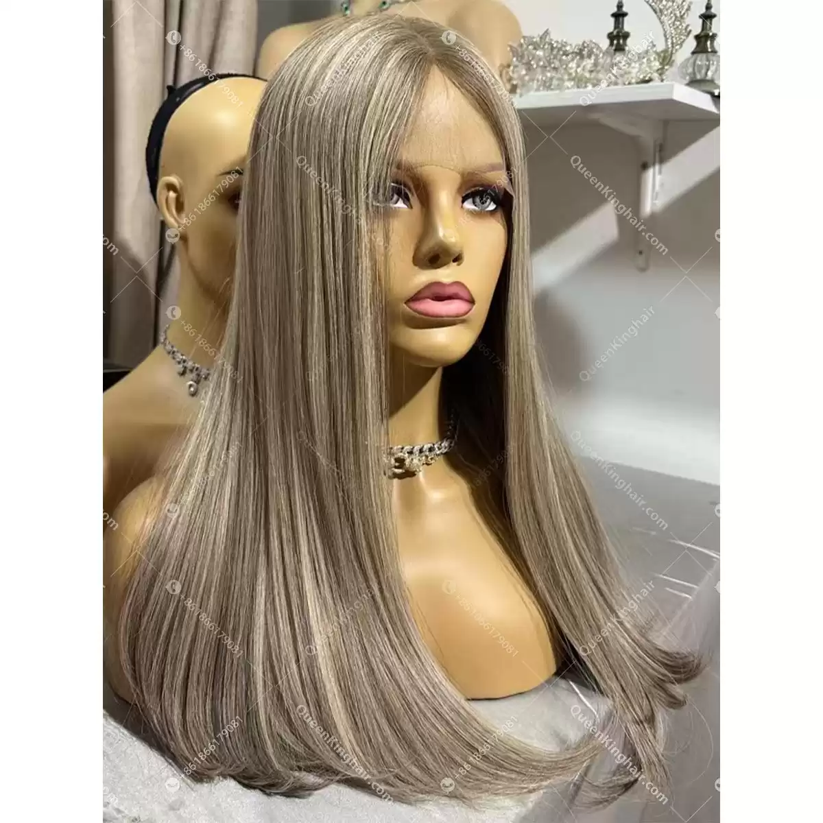 22 inches 13x5 Hd lace double drawn European virgin hair ashy balayage color wig