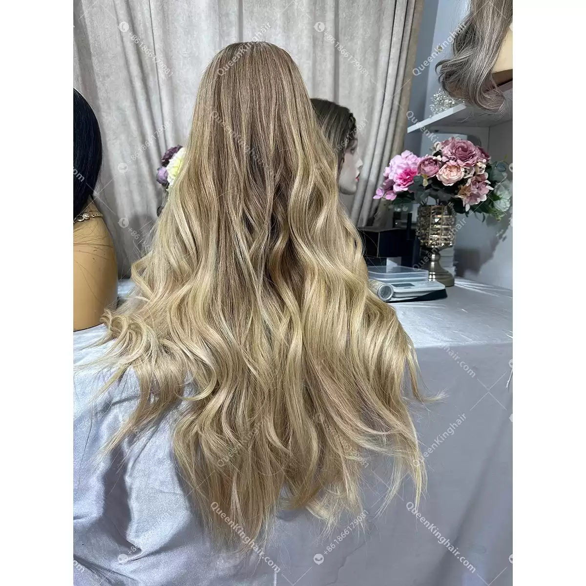 26 inches double drawn 13x6 lace front wig ombré blonde wig