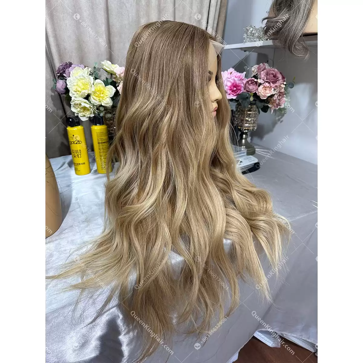 26 inches double drawn 13x6 lace front wig ombré blonde wig
