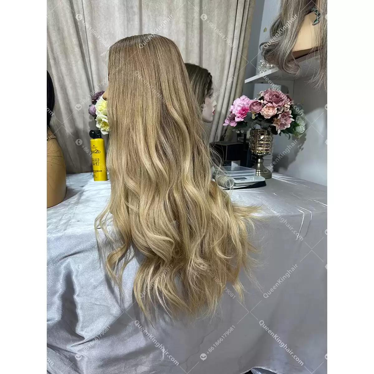 26 inches double drawn 13x6 lace front wig ombré blonde wig