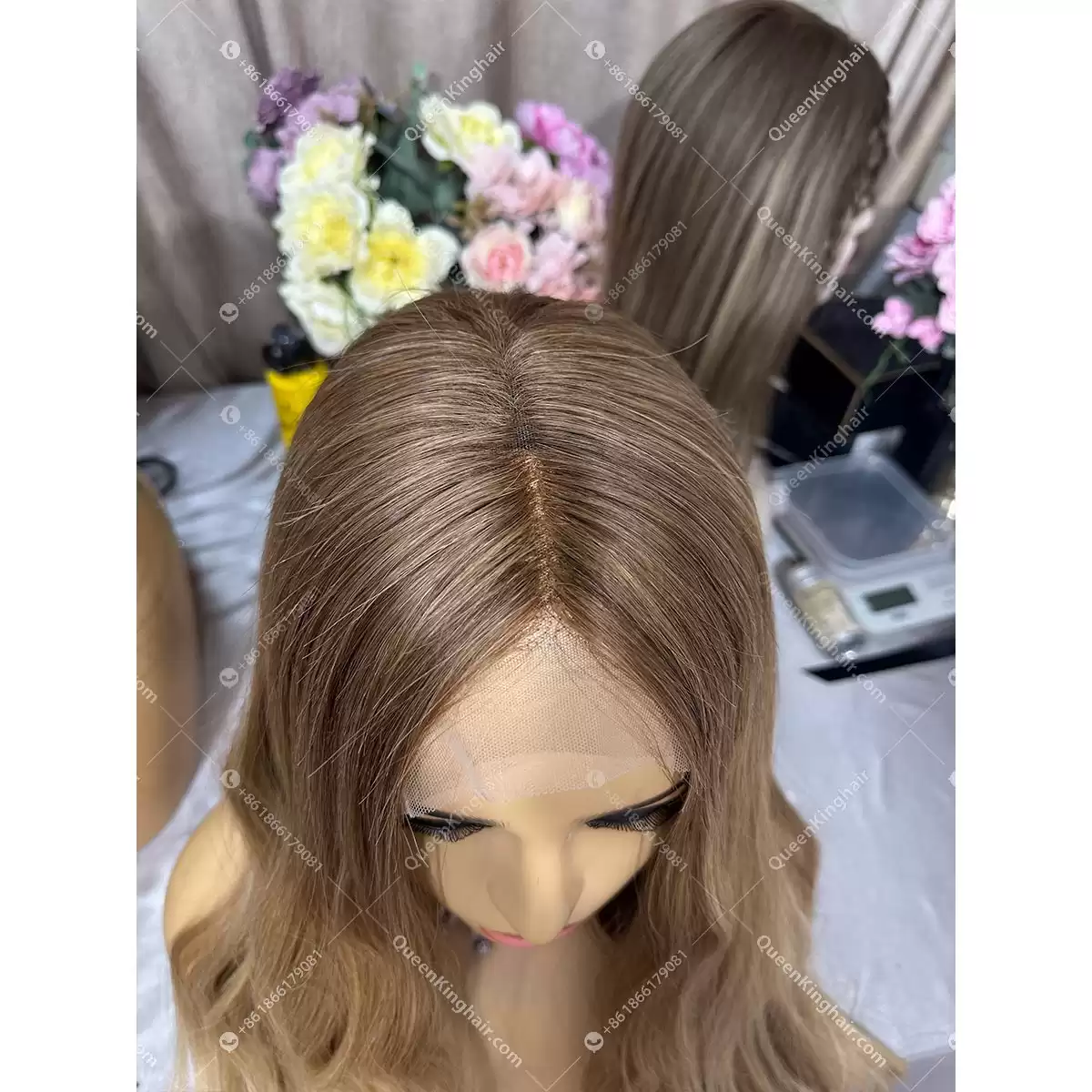 26 inches double drawn 13x6 lace front wig ombré blonde wig