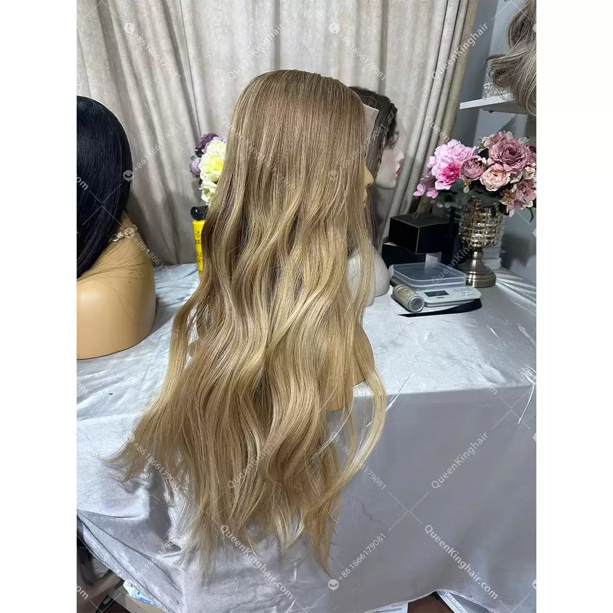26 inches double drawn 13x6 lace front wig ombré blonde wig