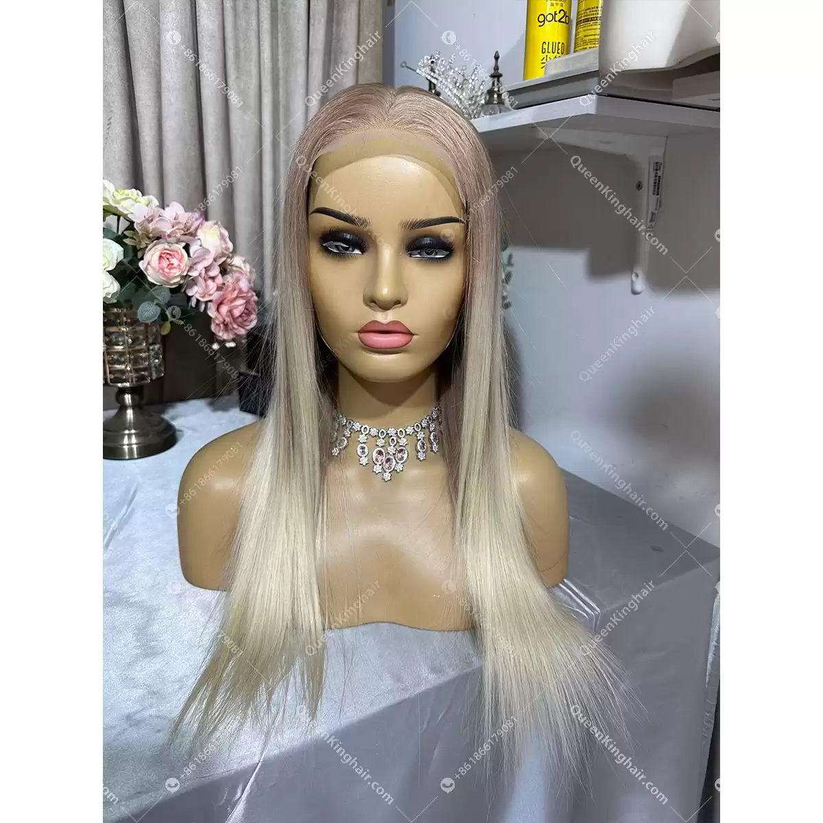 18 inches 5x5 transparent lace 150% density ombré blonde