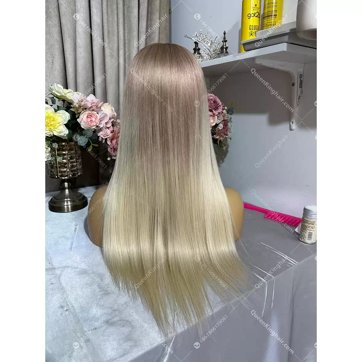 18 inches 5x5 transparent lace 150% density ombré blonde