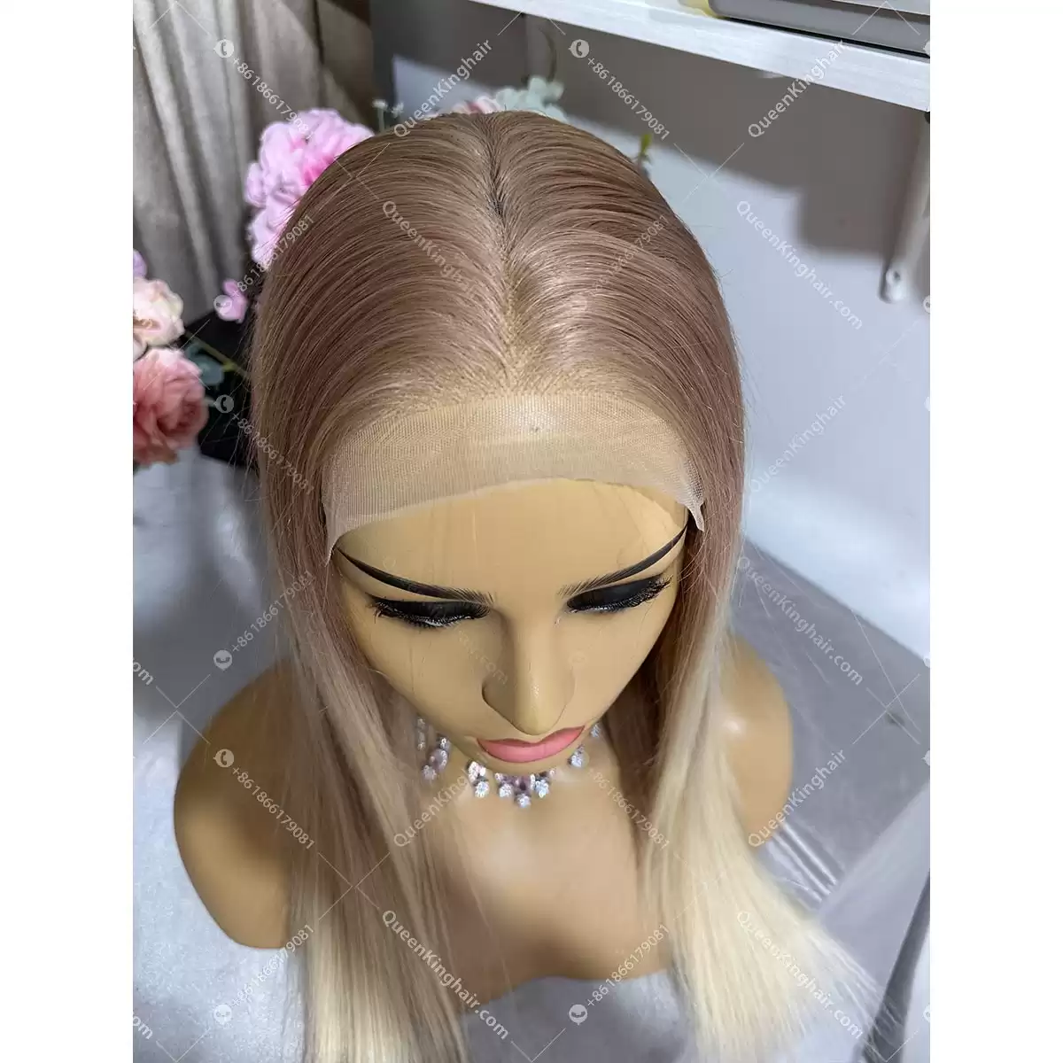18 inches 5x5 transparent lace 150% density ombré blonde