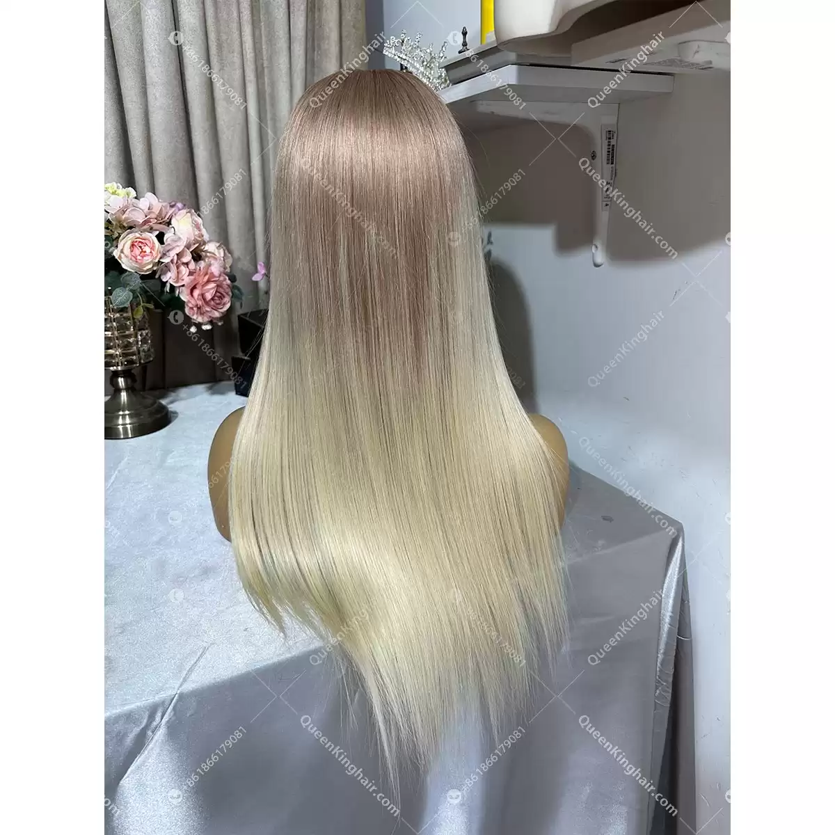 18 inches 5x5 transparent lace 150% density ombré blonde
