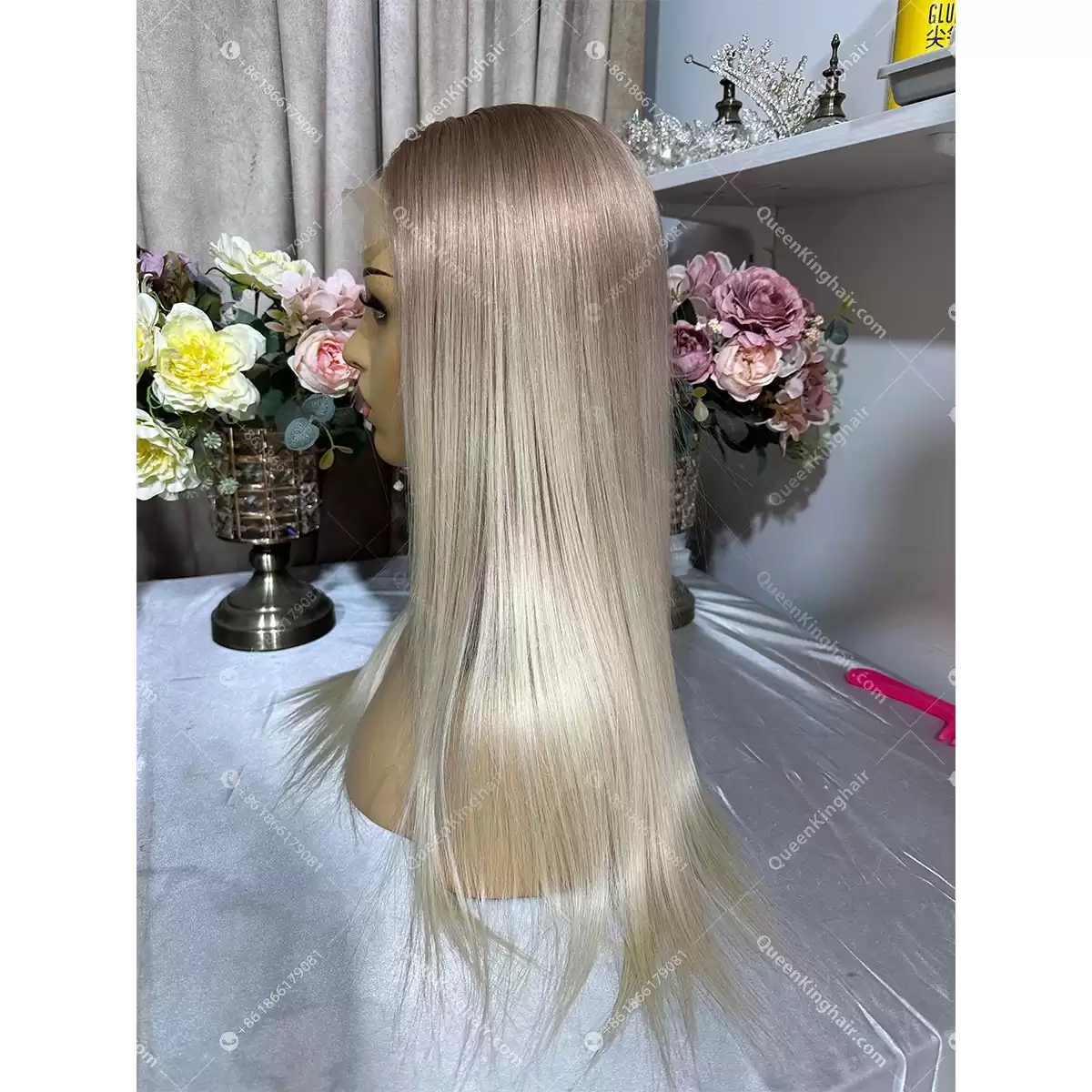 18 inches 5x5 transparent lace 150% density ombré blonde