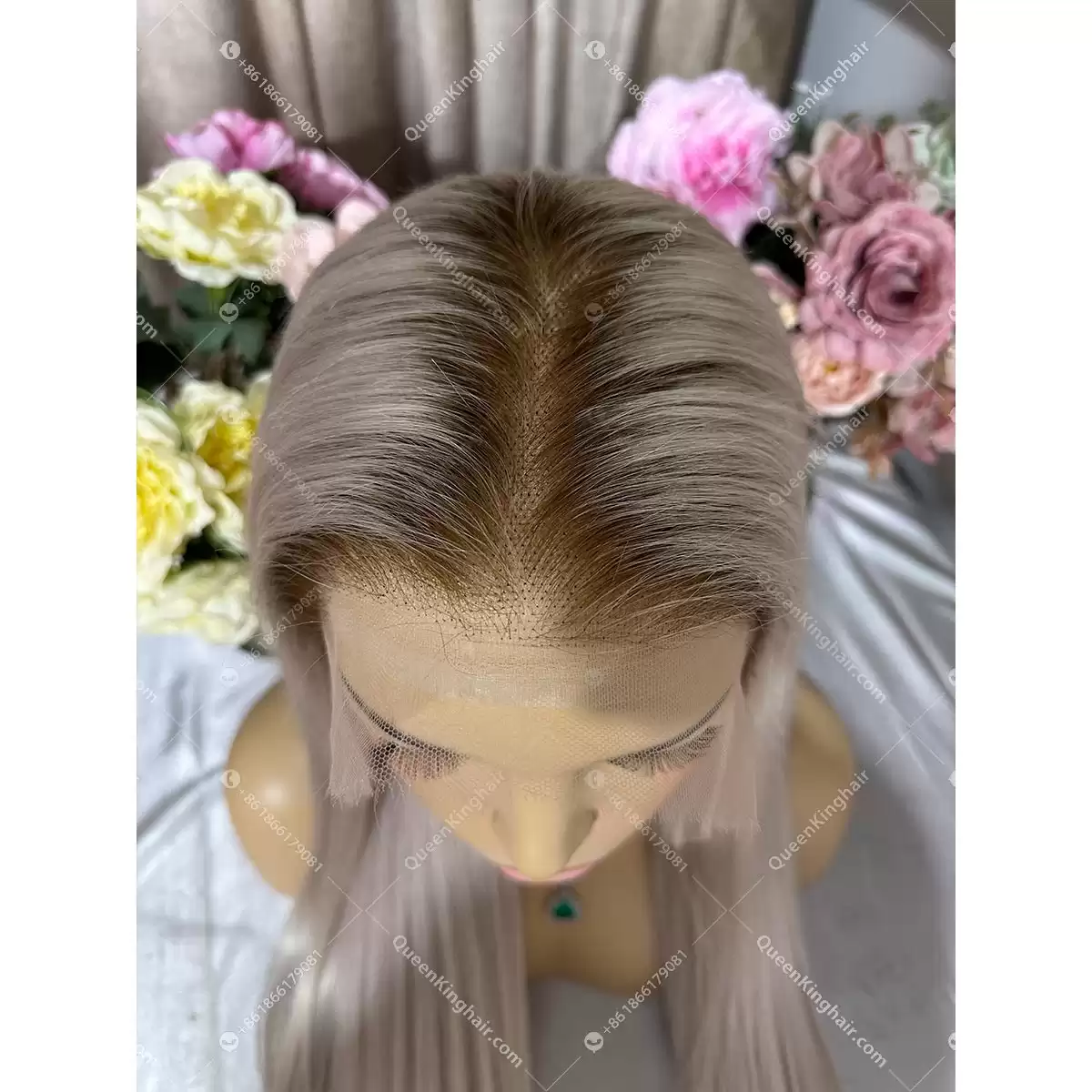 30 inches 13x6 Hd lace 200% density ombre white blonde with brown roots straight