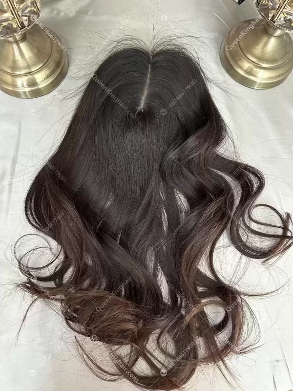 6x6 18 inches Natural body wave 130 density Wide middle part Natural black double drawn virgin hair Silk base 4x4
