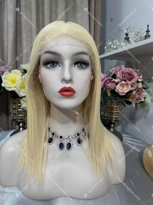 12 inches full Hd lace glueless wig cap double drawn Mongolian virgin hair 613