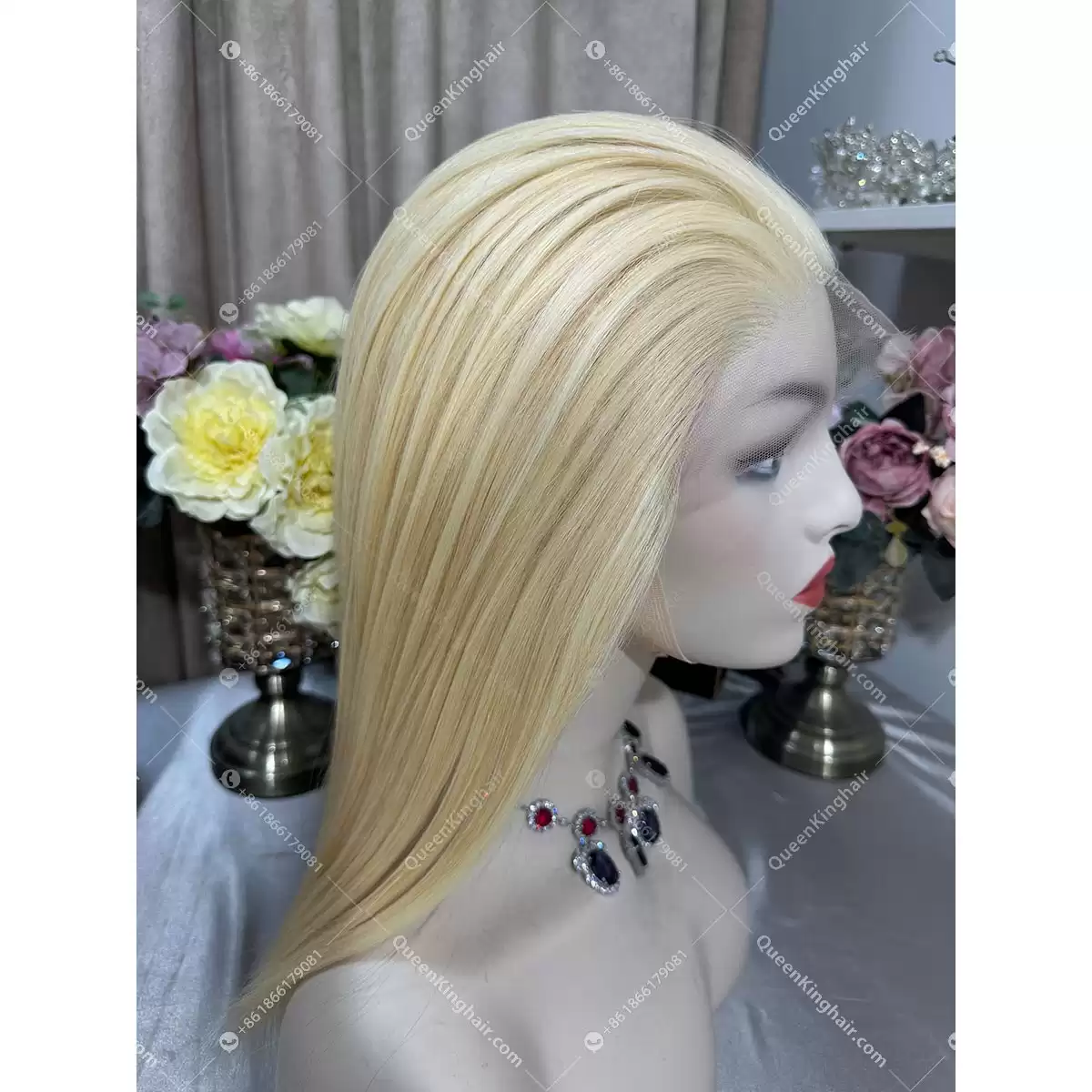 12 inches full Hd lace glueless wig cap double drawn Mongolian virgin hair 613