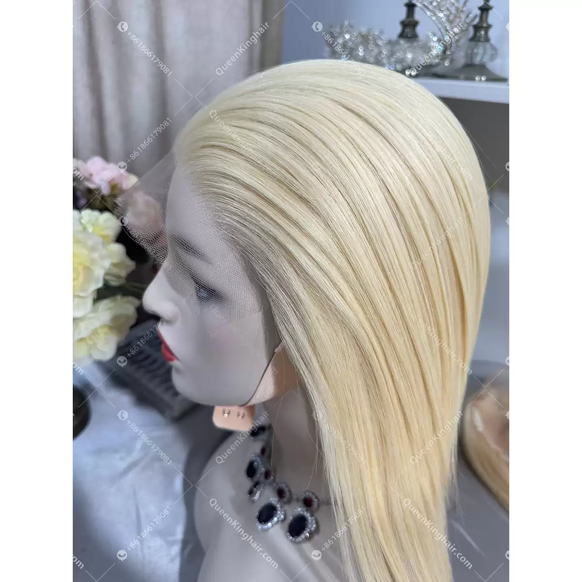 12 inches full Hd lace glueless wig cap double drawn Mongolian virgin hair 613