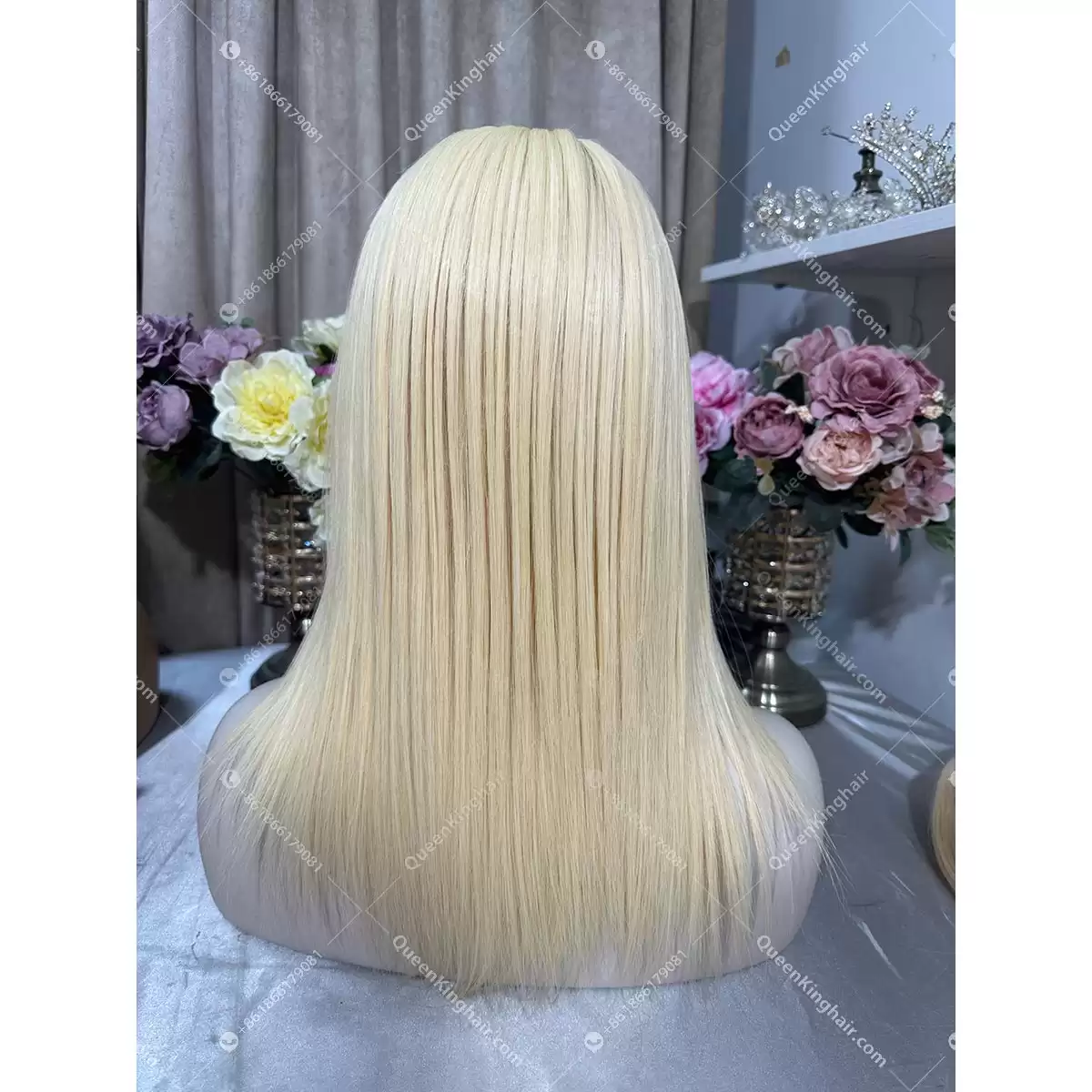 12 inches full Hd lace glueless wig cap double drawn Mongolian virgin hair 613