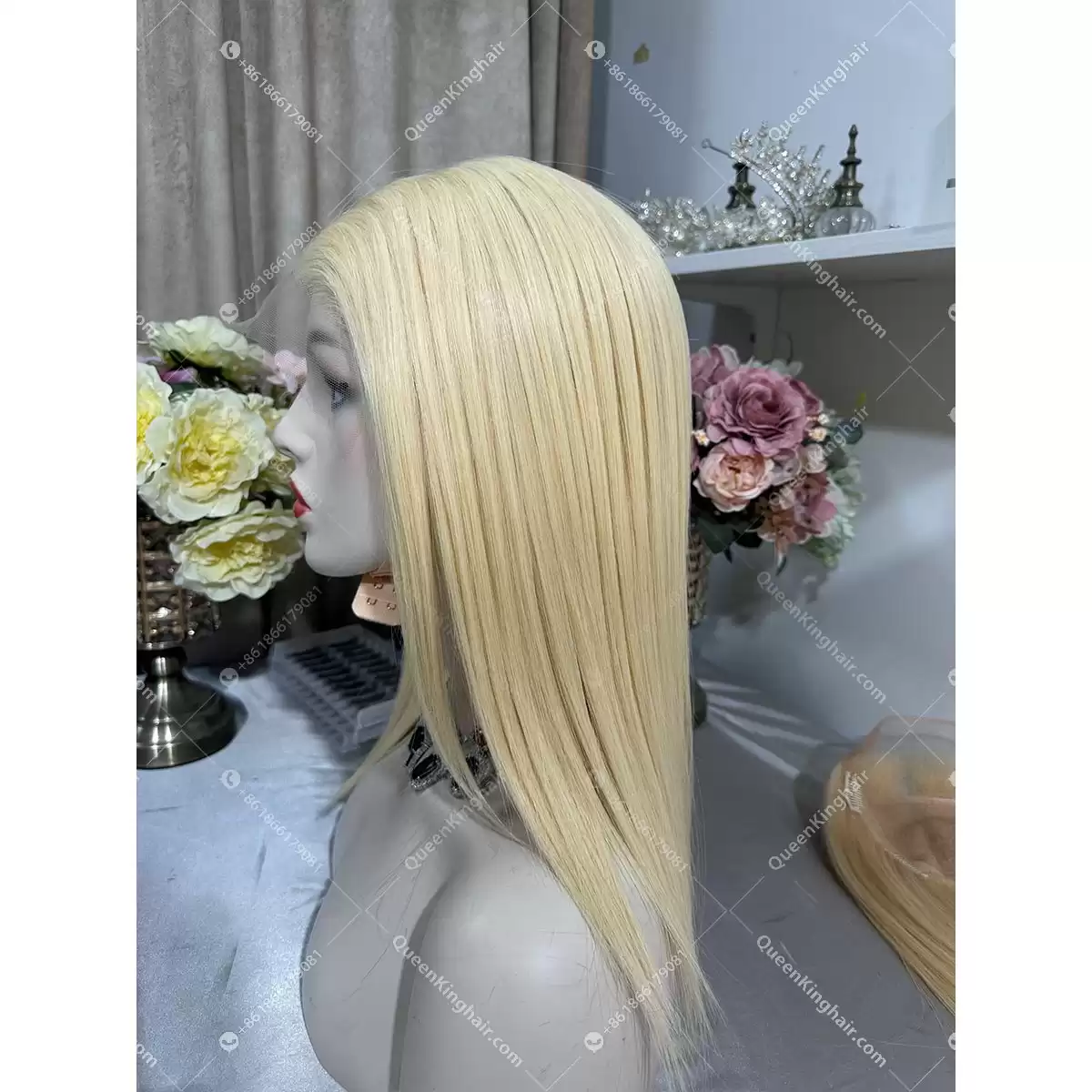 12 inches full Hd lace glueless wig cap double drawn Mongolian virgin hair 613