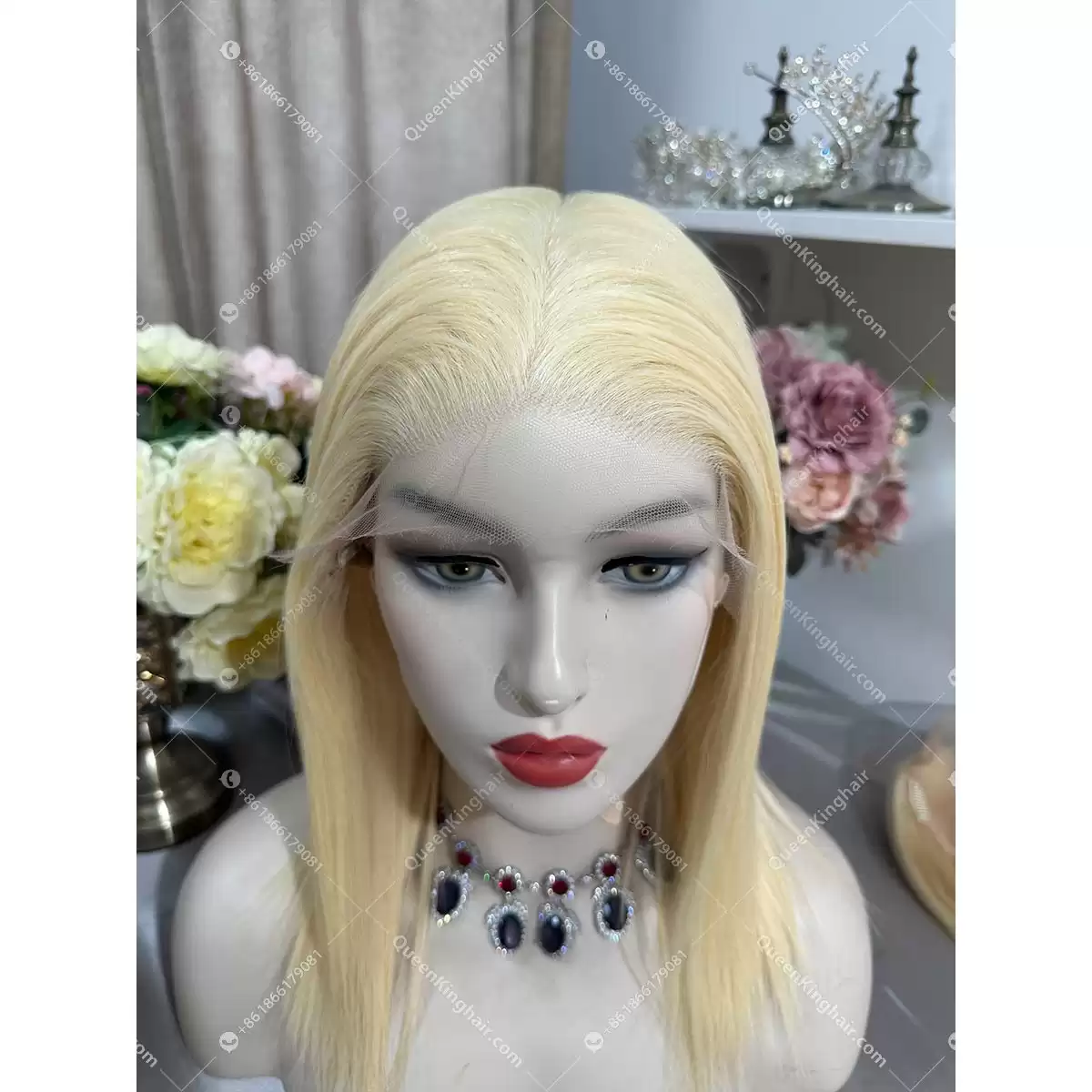 12 inches full Hd lace glueless wig cap double drawn Mongolian virgin hair 613