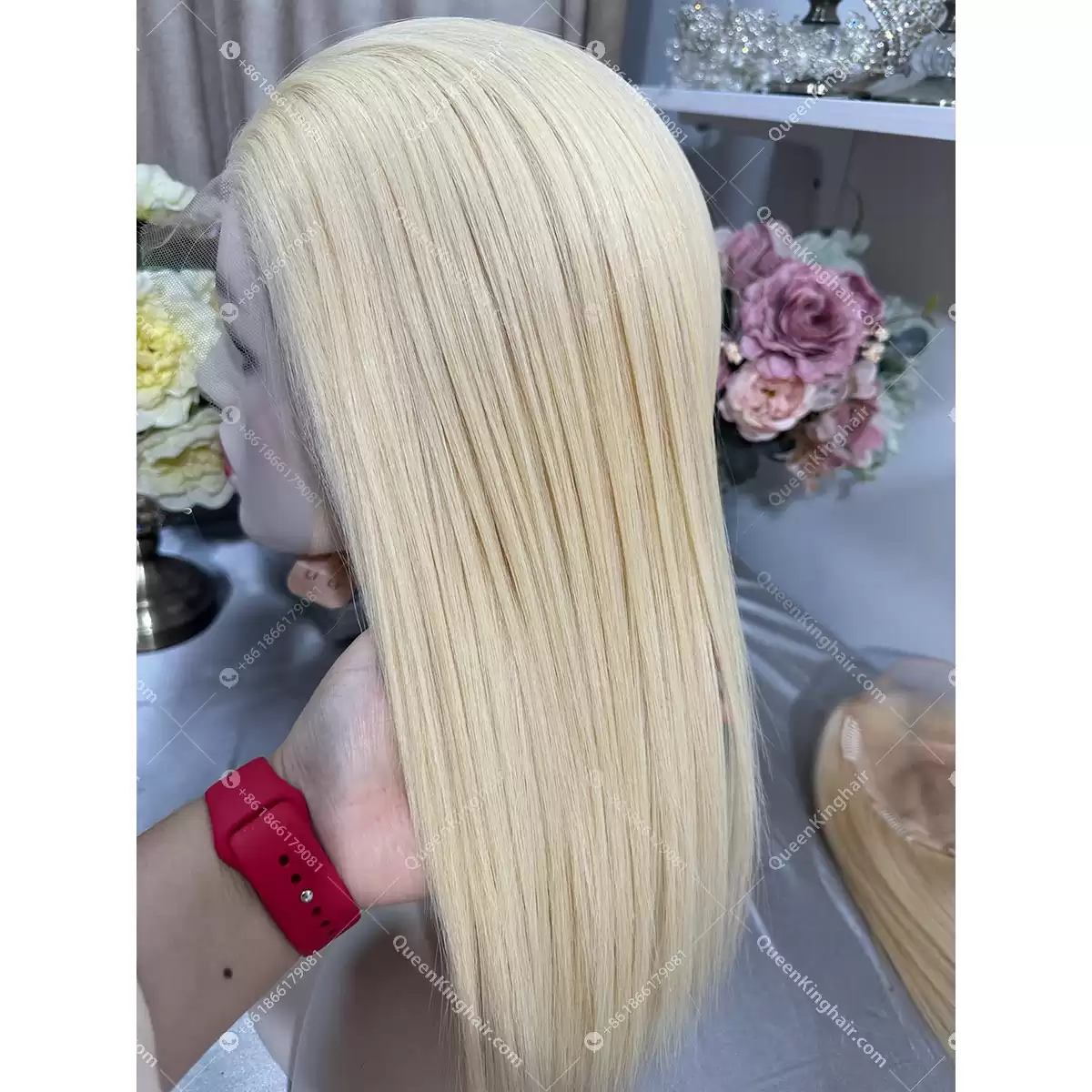 12 inches full Hd lace glueless wig cap double drawn Mongolian virgin hair 613