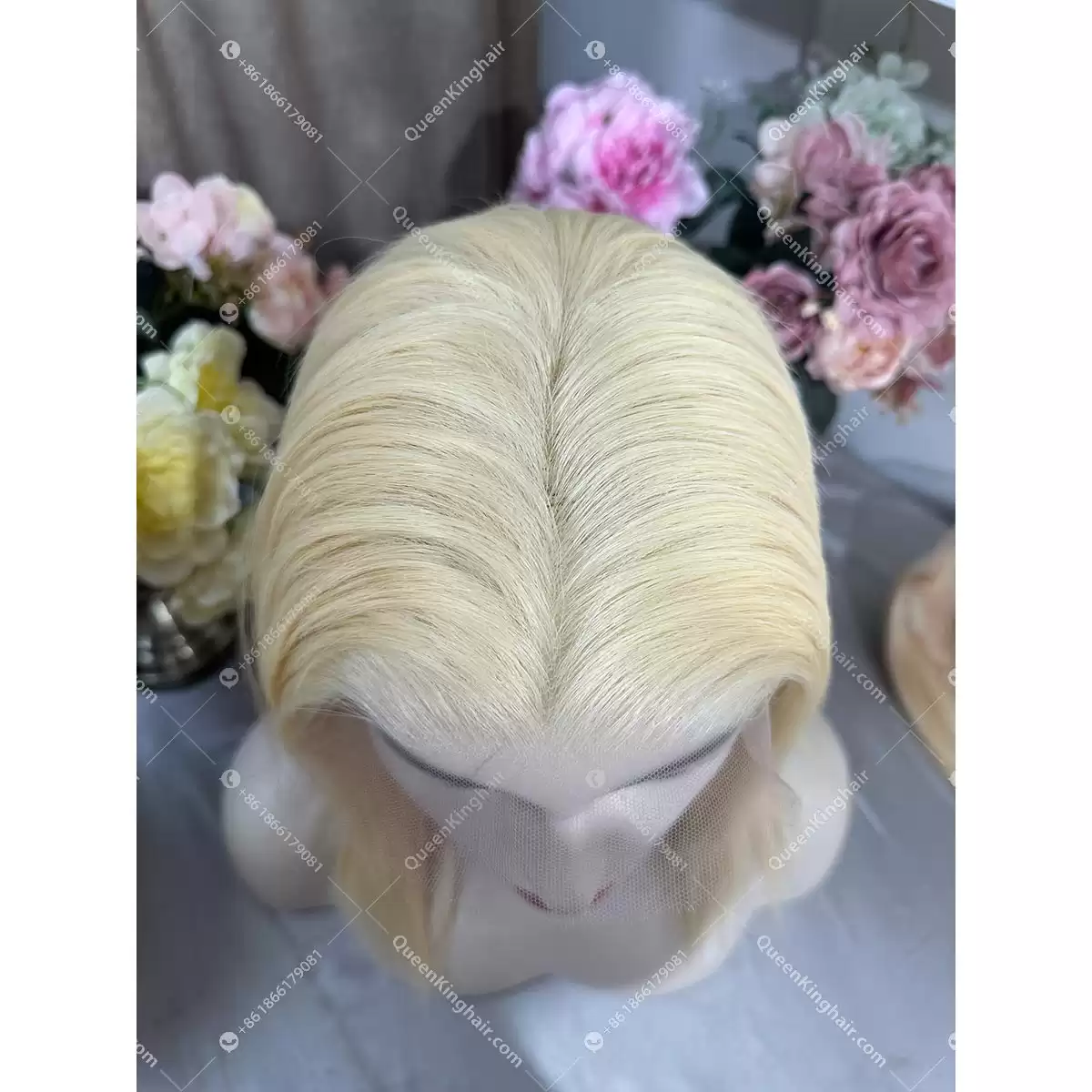 12 inches full Hd lace glueless wig cap double drawn Mongolian virgin hair 613