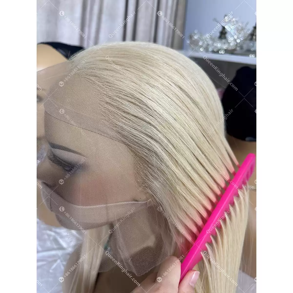 Double Drawn European Virgin Hair Blonde 613 Wig 13x6 Lace Front Wig  No short or broken hair