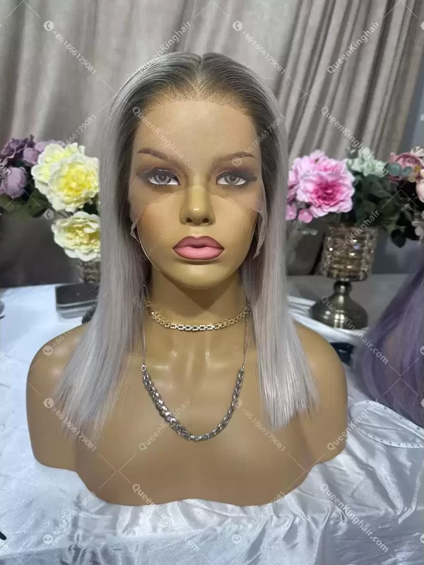 1703052079-06 Ombré ashy blonde bob ashy brown roots 13x6 transparent lace