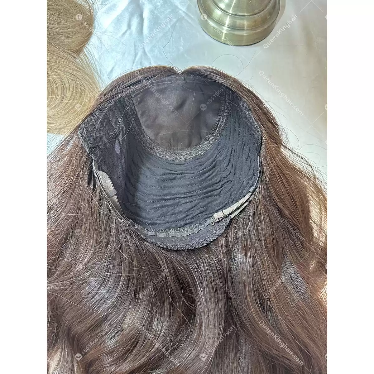 20 inches Jewish Wig natural ombré brown European virgin hair with 4x4 silk base double drawn no short hair