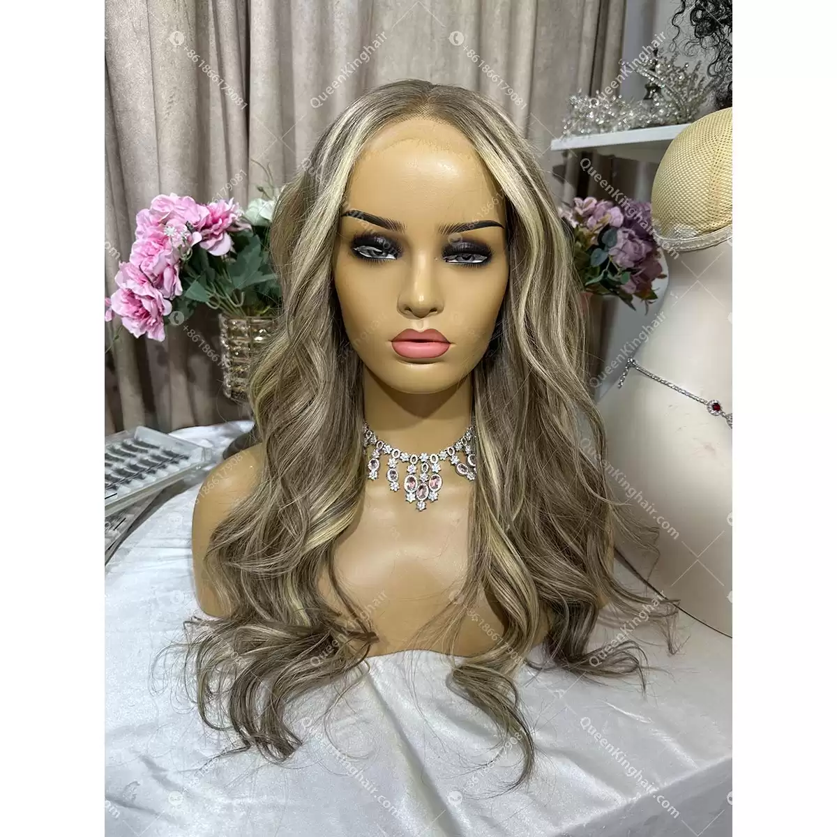 18 5x5 Hd lace Khloe ashy brown roots with blonde balayage 250% density