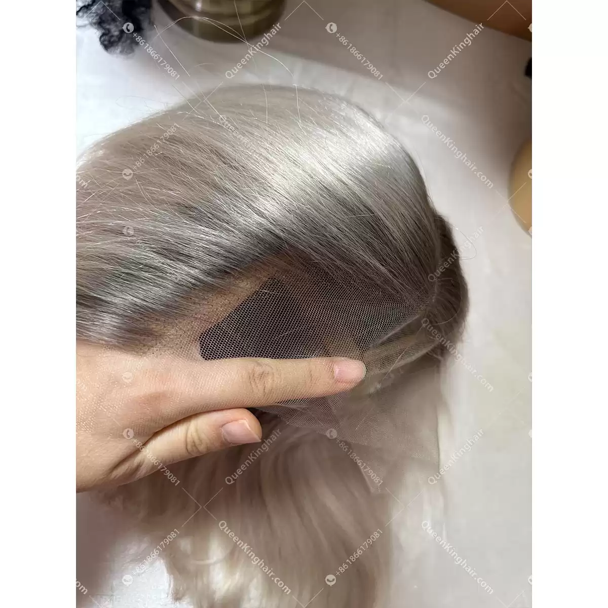 1705386837-05 Light grey roots with ombré white blonde 13x6 transparent lace
