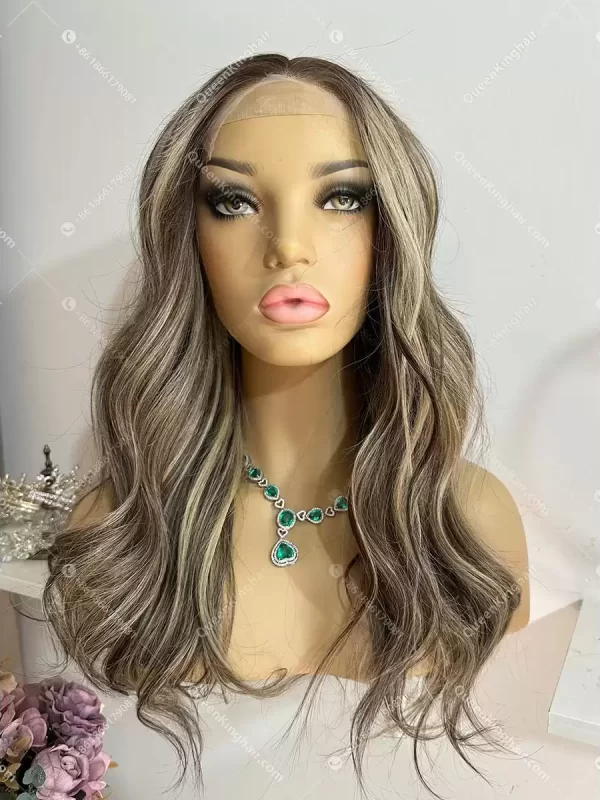 18 5x5 Hd lace dark brown roots with honey blonde balayage 250% density