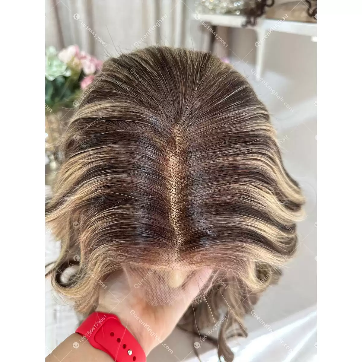 1705387156-07 18 5x5 Hd lace dark brown roots with honey blonde balayage 250% density