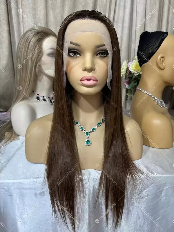 Ombré dark brown with natural color roots 13x6 transparent lace 150% density remy hair