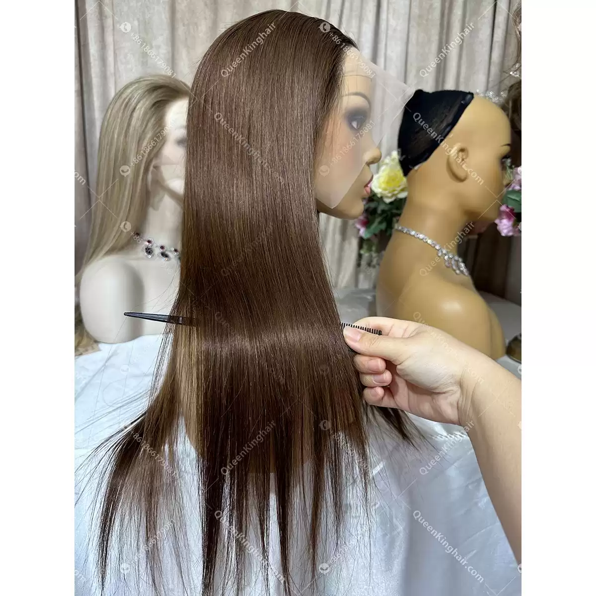 Ombré dark brown with natural color roots 13x6 transparent lace 150% density remy hair