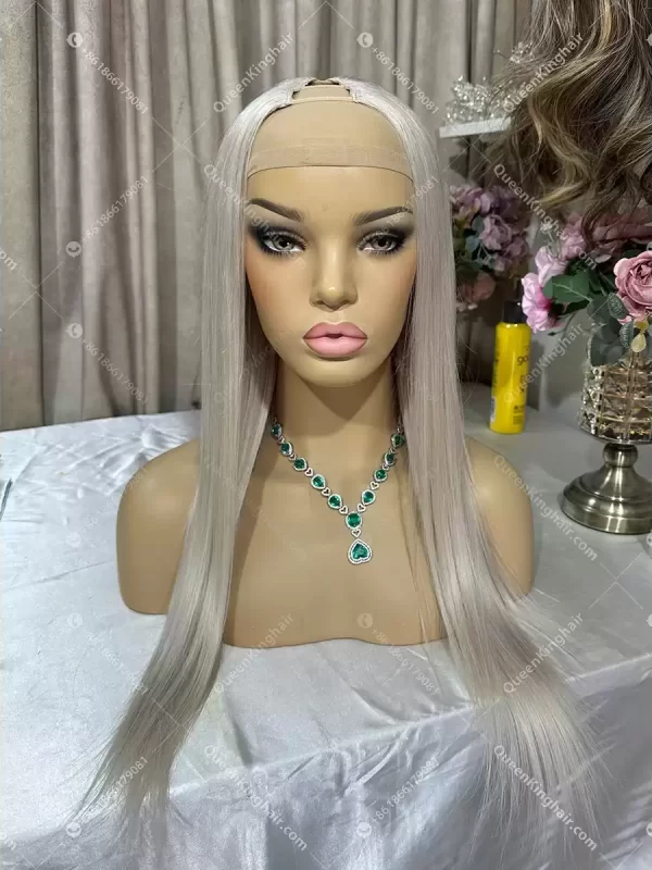 22 inches U part wig 200 grams ashy blonde