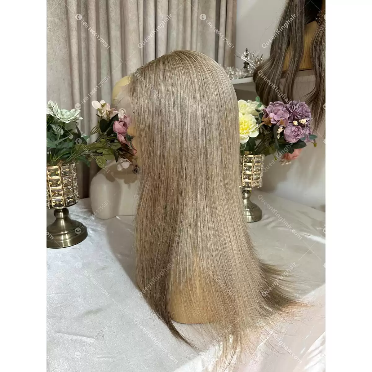 16 inches 5x5 with 4x4 silk base transparent lace double drawn virgin hair mixed color grey hair