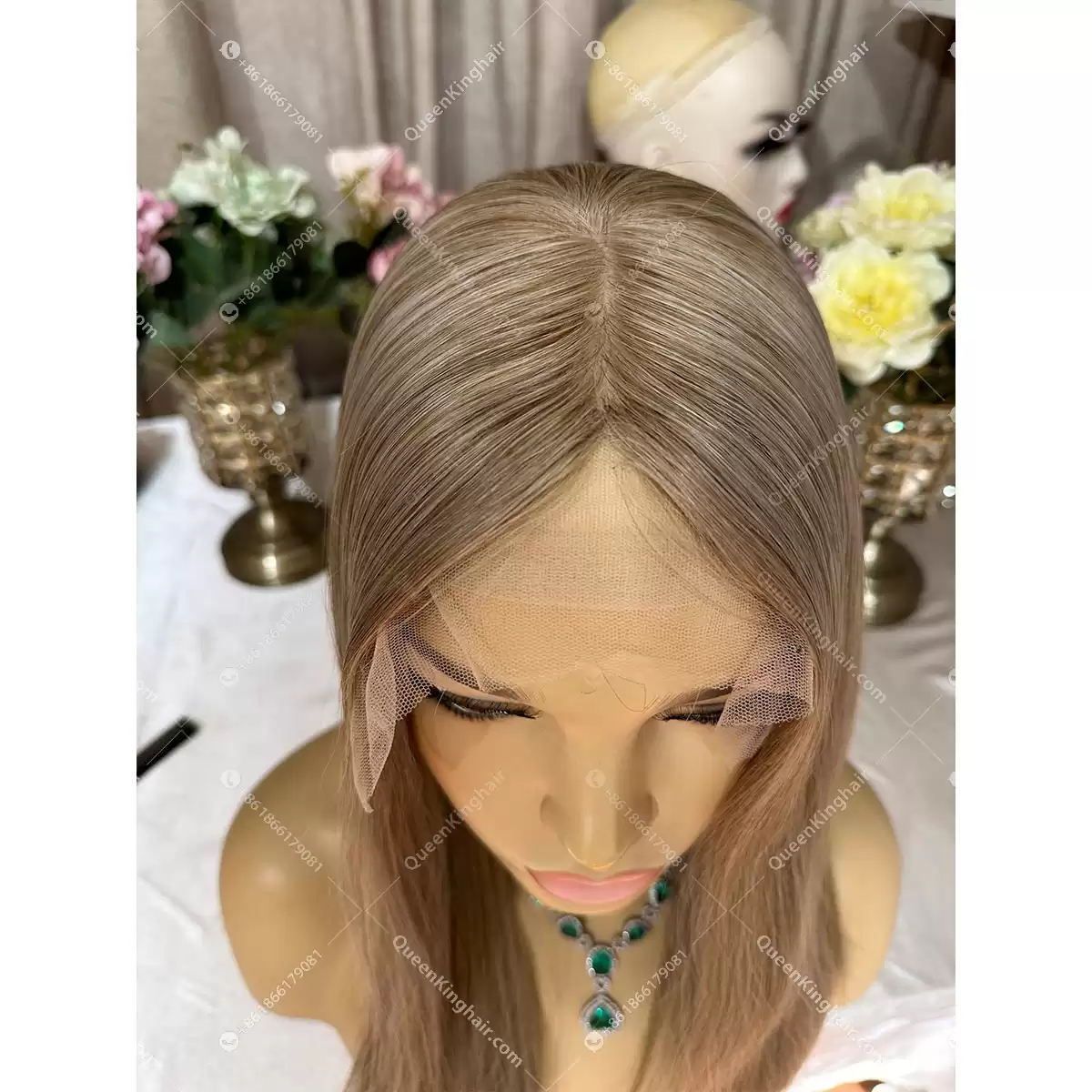 16 inches 5x5 with 4x4 silk base transparent lace double drawn virgin hair mixed color grey hair