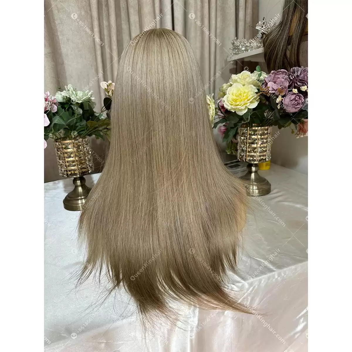 16 inches 5x5 with 4x4 silk base transparent lace double drawn virgin hair mixed color grey hair