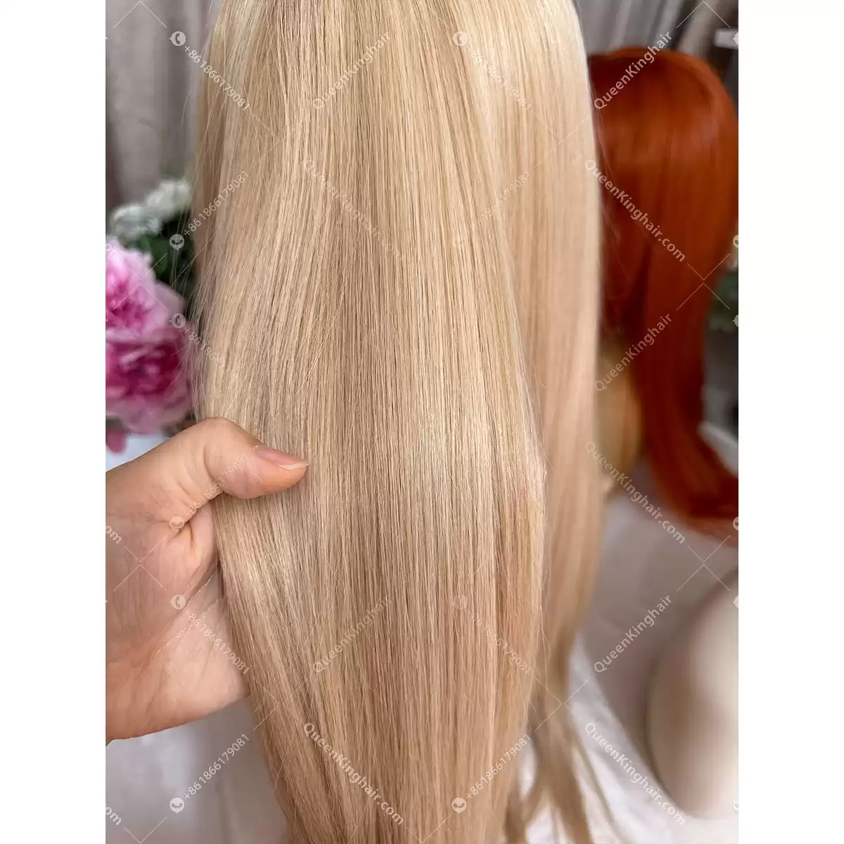 22 inches 300 grams big clip in European virgin hair extensions balayage color blonde