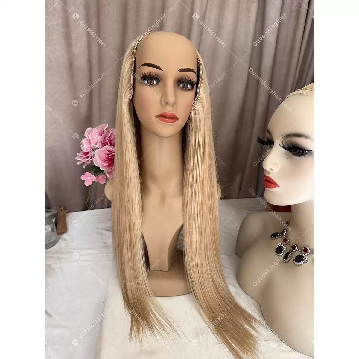 22 inches 300 grams big clip in European virgin hair extensions balayage color blonde