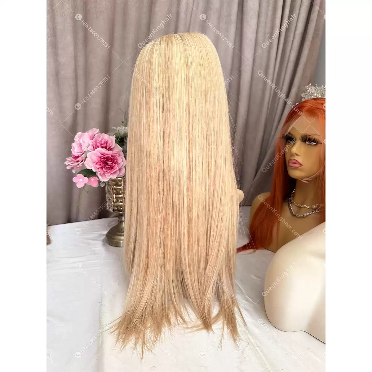 22 inches 300 grams big clip in European virgin hair extensions balayage color blonde