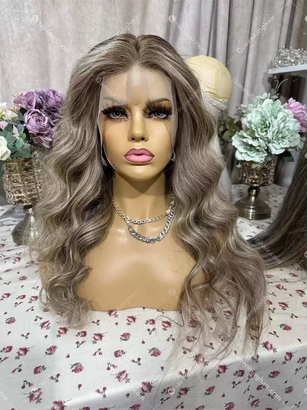 Jana 13x6 150% density transparent lace brown with blonde balayage